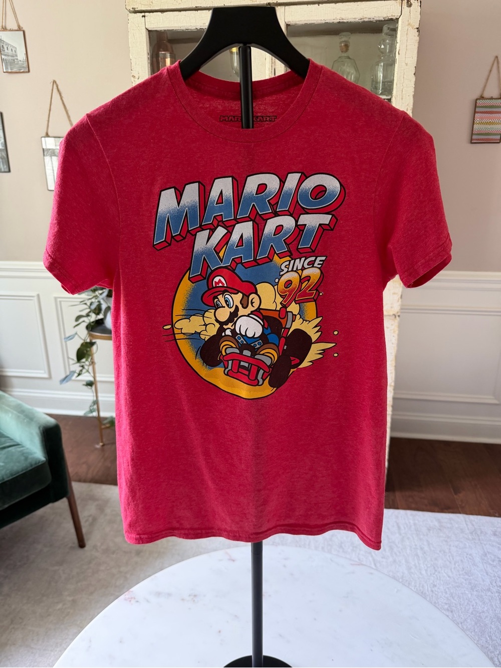 Mario Kart Since '92 Graphic T-Shirt Red Heather Unisex Size Small